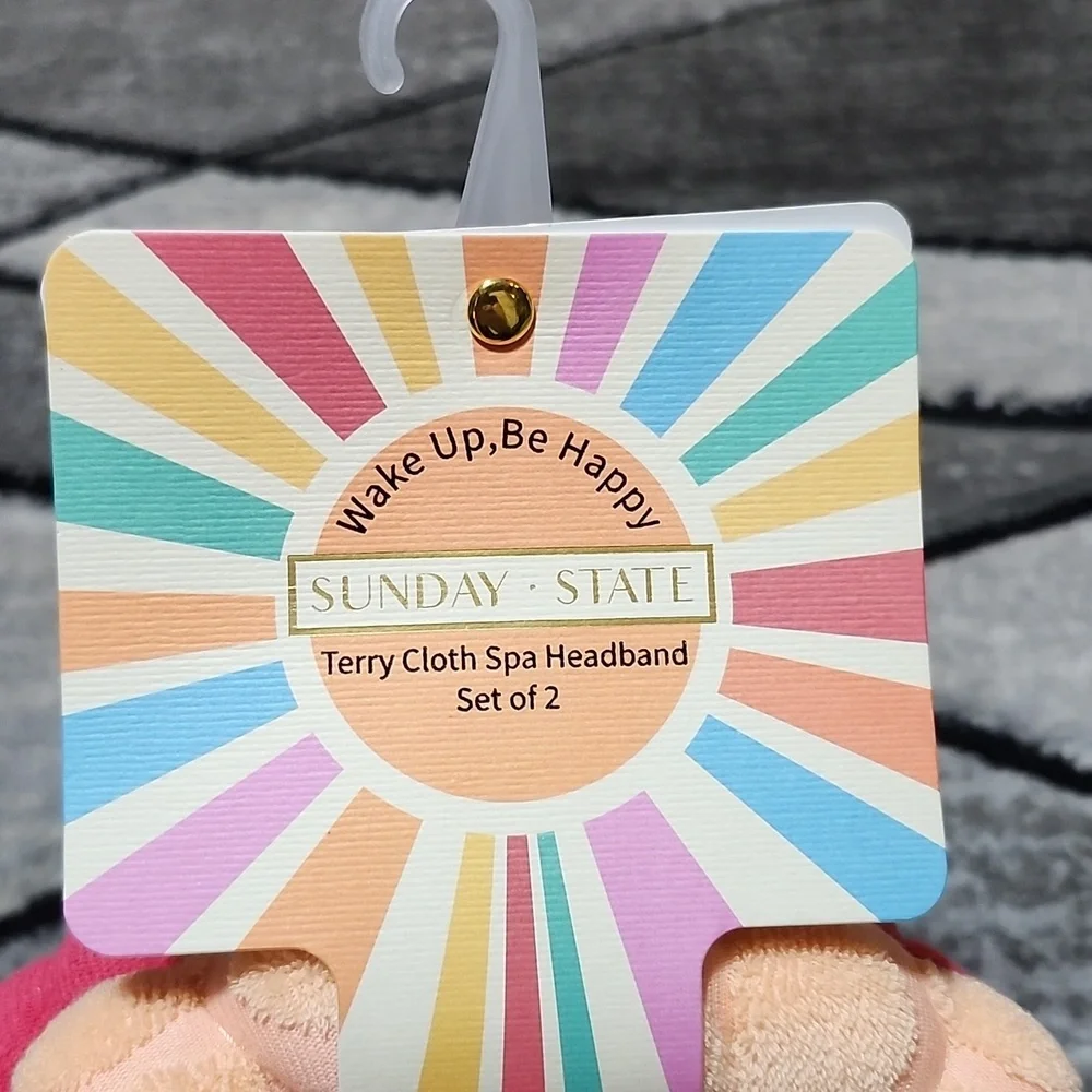 WAKE UP, BE HAPPY SUNDAY-STATE PUFFY TERRY CLOTH SPA HEADBANDS SET-OF-2